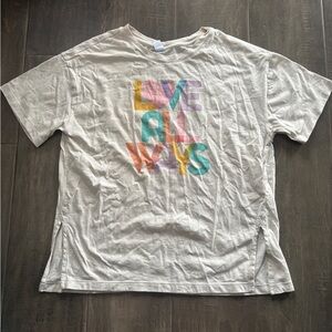 Old Navy White Tee with Pastel Multicolor Lettering